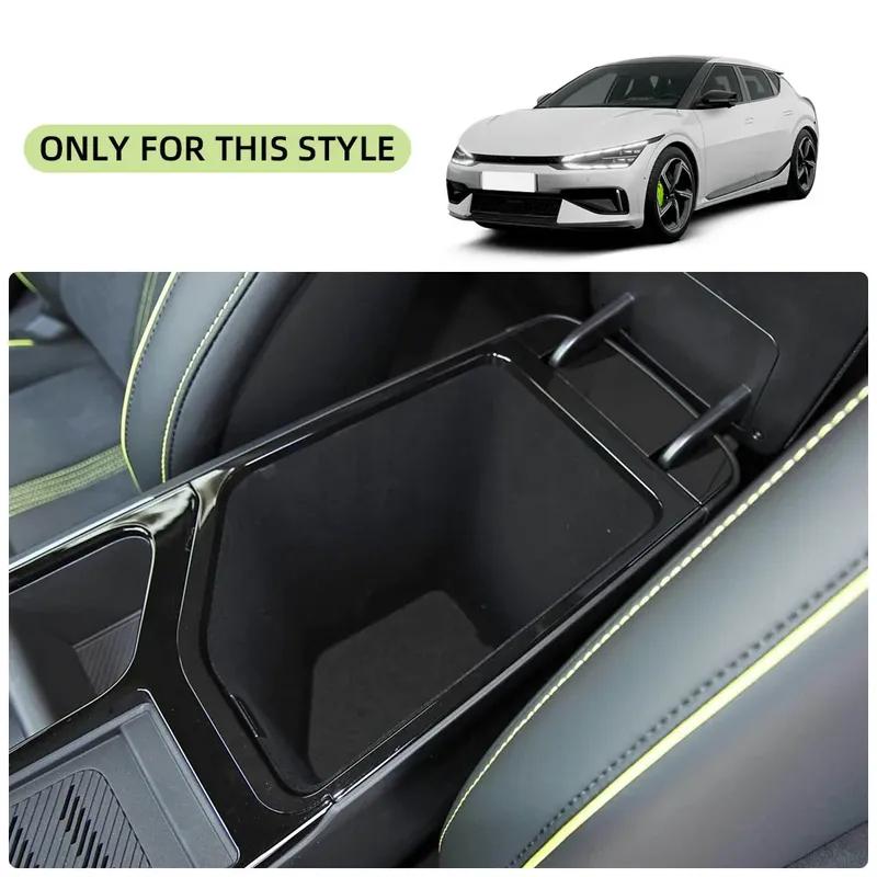 For Kia EV6 2021-2025 LHD Center Console Organizer Tray Black Armrest Storage Box Insert Car Accessories Interior Organizer