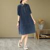 Summer Woman Dress Vestidos Robe Elbise Loose Plus Size Fashion Polo Short Sleeve Denim Dresses