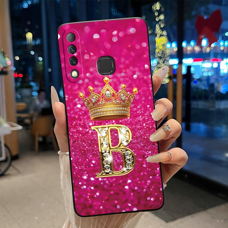 Красивый чехол-корона с буквами от А до Я для Infinix S4 Smart3 Plus X626 X267, черный, из мягкого силикона, противоударный