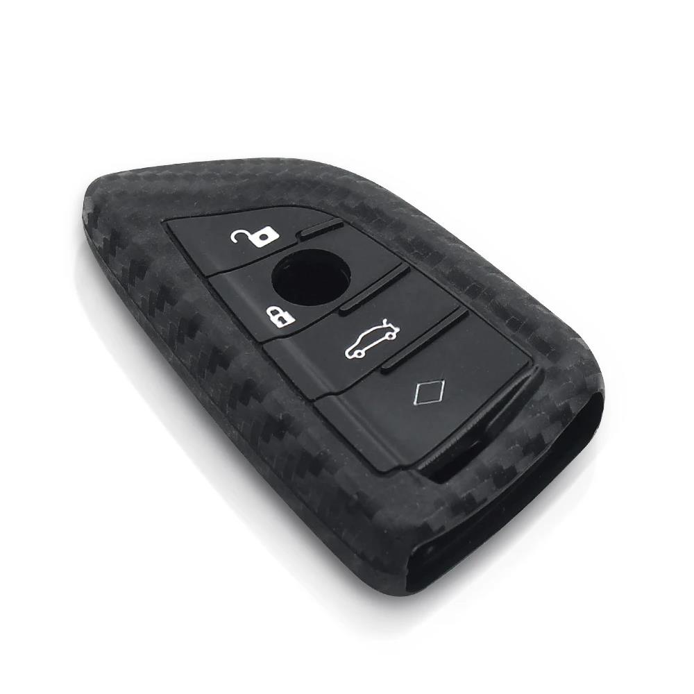 KEYYOU Для BMW X1 X3 X4 X5 X6 F15 F16 F48 G30 G38 525 540 740 Серии 1 2 5 7 218i Чехол-защита для ключа из углеродного волокна и силикона