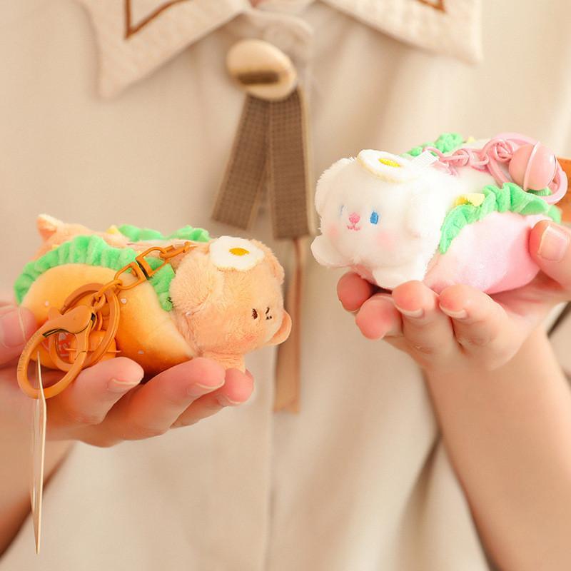 Adorable Plush Hot Dog Keychain Cute Dog Plush Pendant Bag Charm For Kids