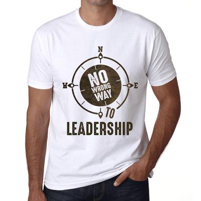 Мужская винтажная футболка Футболка с рисунком No Wrong Way Leadership White