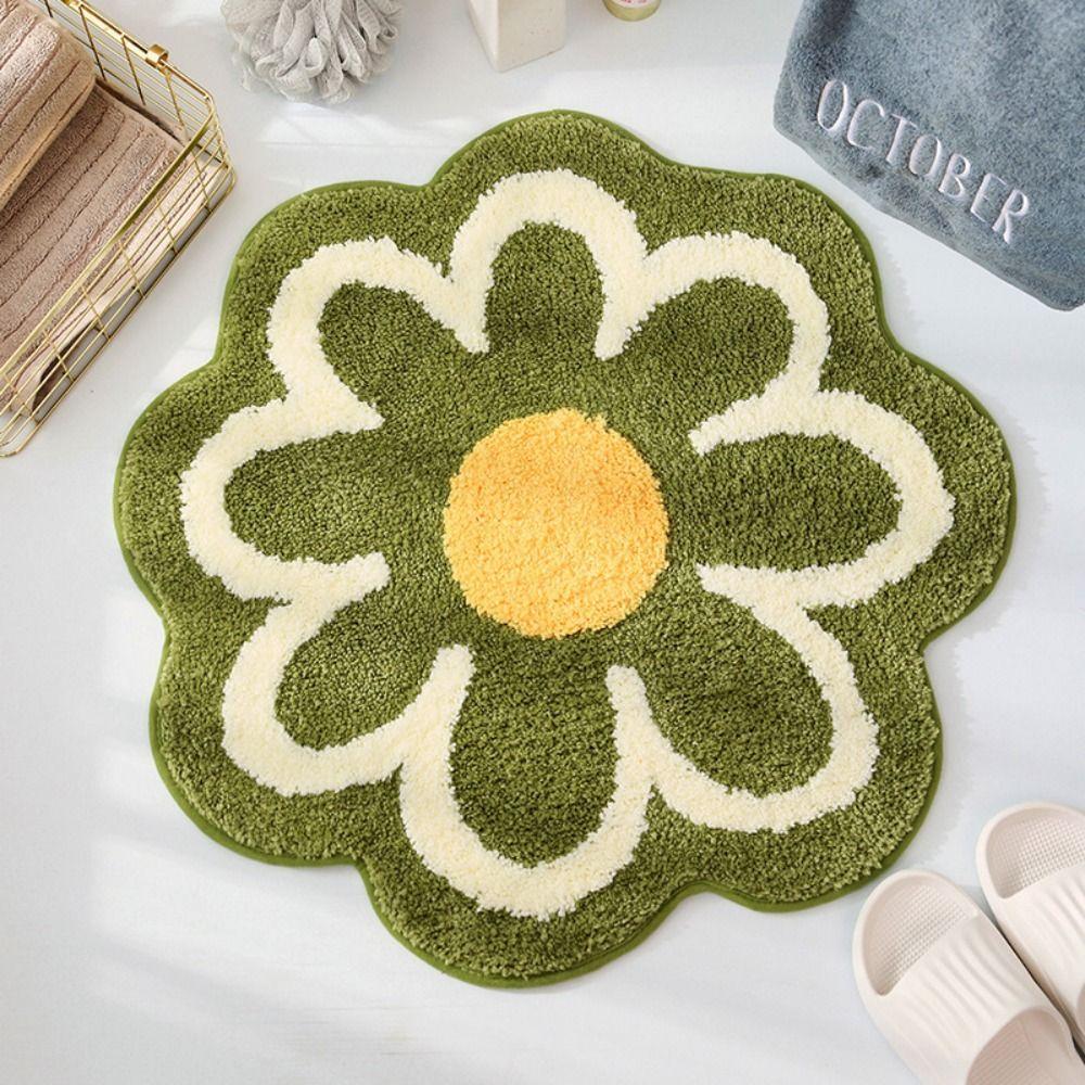 Anti-slip Floor Mat Round Rug Creative Flower Shaped Carpet Bedside