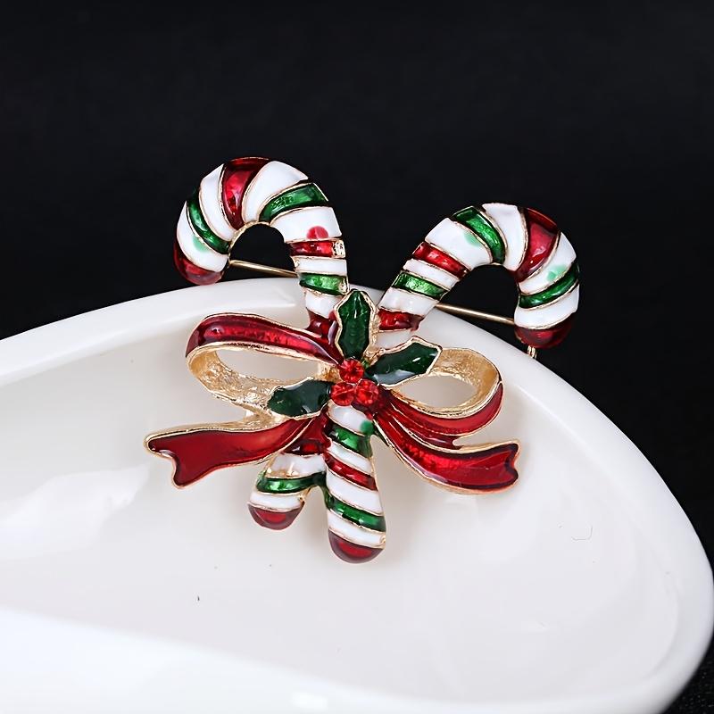 Blue Luxury European and American Fashion Painting Oil Colored Crutch Bow Christmas Brooch Chest Buckle Pin, Men's and Women's New Niche