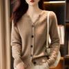V-neck Cardigan Cardigan for Women In Autumn and Winter Short Solid Color with Loose Knitted Jacket Versatile Long-sleeved Top