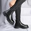British Style Mens Leather Chelsea Boots Platform Ankle Boots Man Thick Bottom Motorcycle Footwear Punk Style Black Casual Shoes