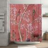 Vintage Bird Bathing Shower Curtain Decorative Home Decoration Pink Floral Design Bathroom Linen 72X84