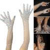 2pack Rhinestones Meshes Pattern Gloves Arm Length Gloves Wedding Mittens for Evening Event and Occasion