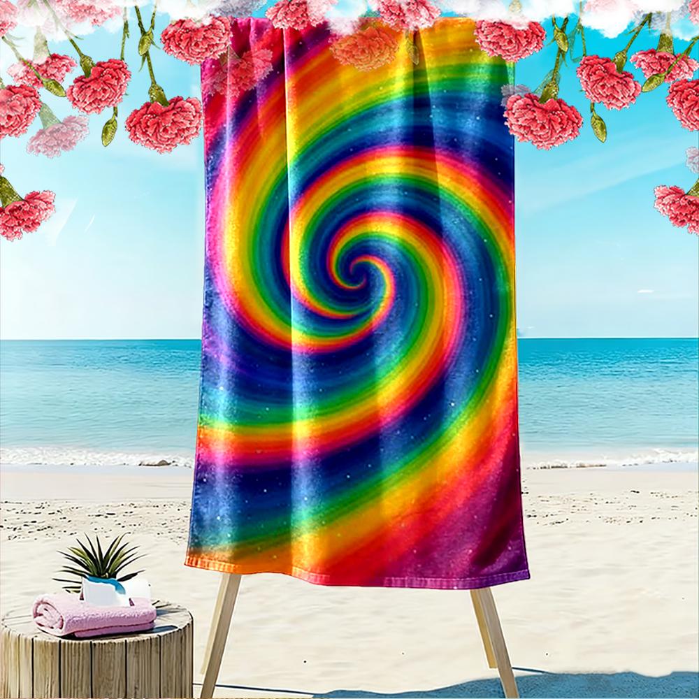 Rainbow Spiral Pattern Towel Beach towel quick-drying for travel outdoor sports jogging beach and swimming