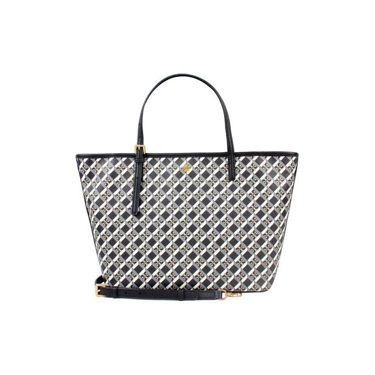 Tory Burch Минималистичная Модная Сумка для Поездок Графический Принт Металлический Логотип Съемный Плечевой Ремень ПВХ Сумка-Тоут Сумка для Покупок Сумка через Плечо Ручная Сумка Большая 143703-897