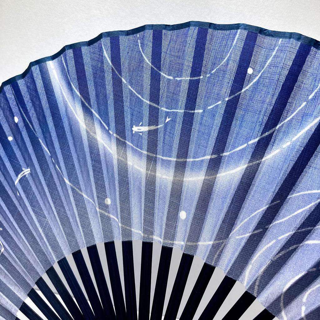Hanakanzashi Folding Ripple Medaka Fish Cotton High Japanese Medaka Water Flow Cotton Men's Fan, Design, Design, Fabric, Blue, Gift, Large, Airflow,