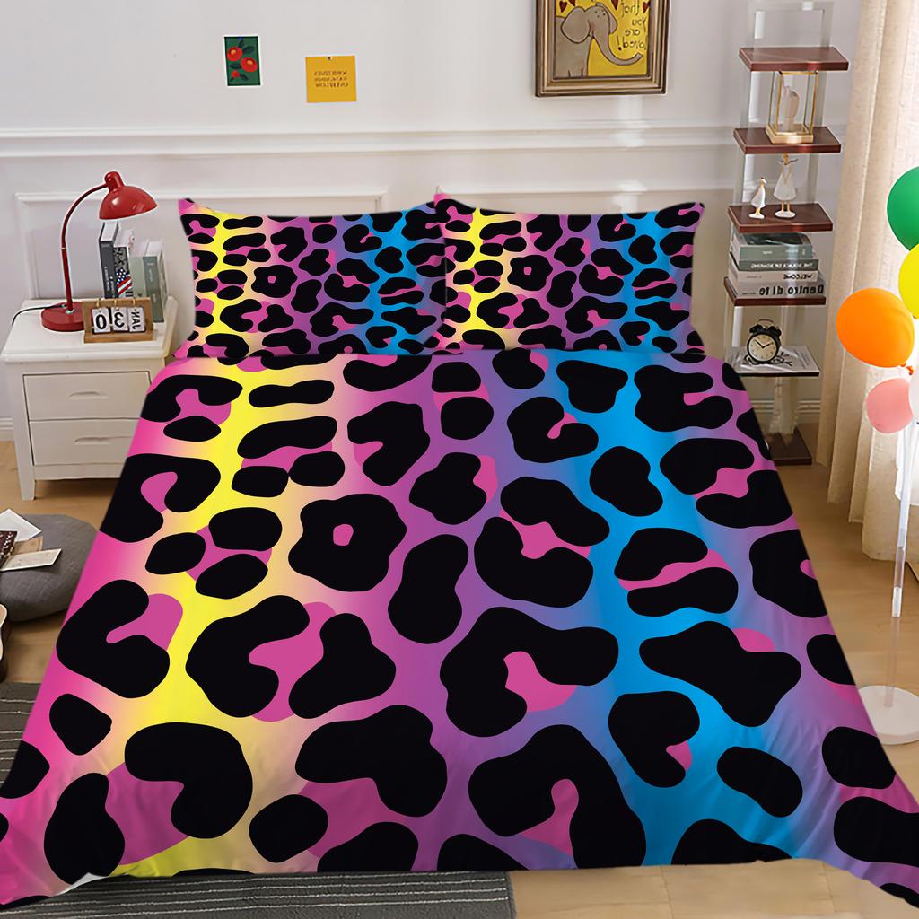 3D High-definition Digital Printed Bedding Set with Colored Geometric Patterns, 2 or 3 Soft Zippered Pillowcases for Home Decoration