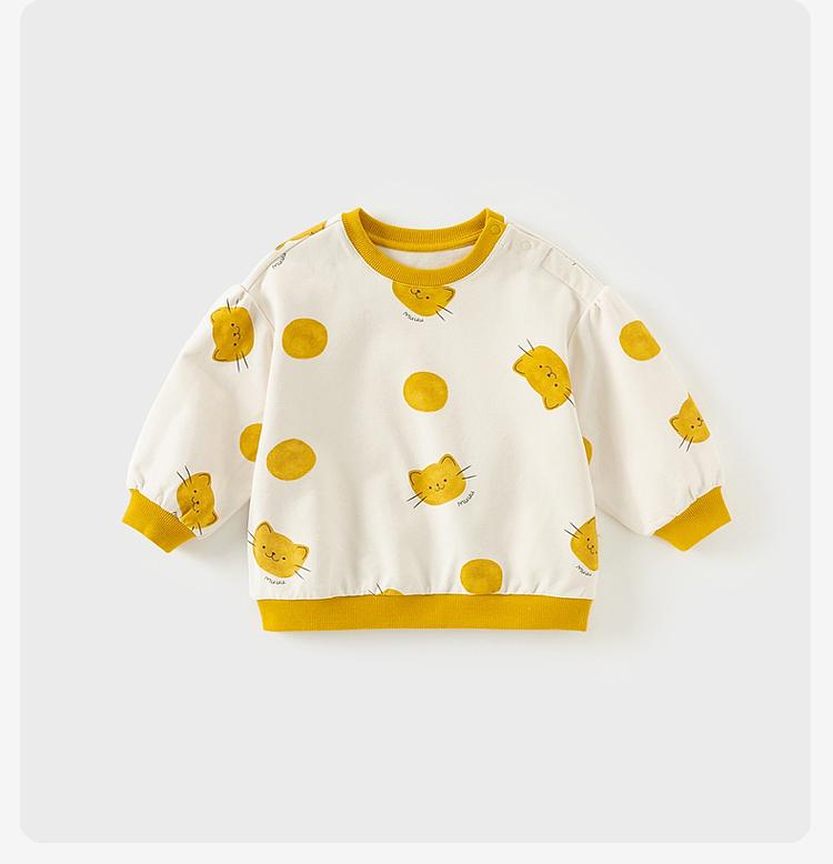Davidella girls' long sleeved hoodie new spring outfit children's printed top baby base shirt