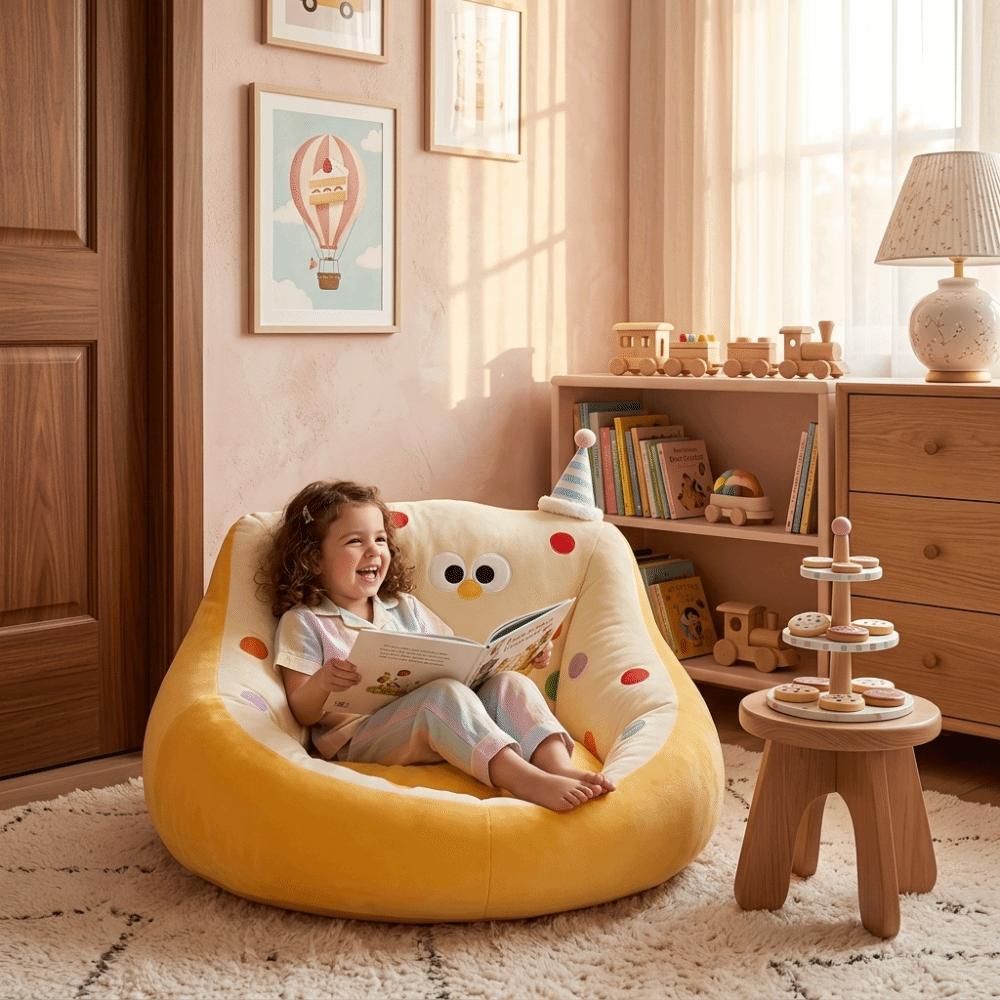 Cartoon Design Seat Cushion Soft Material Floor Sofa Casual Seating Lazy Sofa Reading Corner