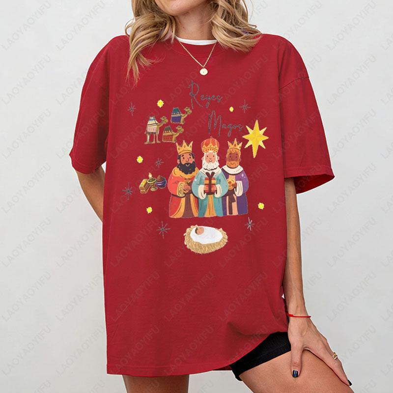 Reyes Magos Nativity Unisex Tee Wise Men Christmas TShirt Religious Holiday Shirt Three Kings Gift Top Nativity Scene Apparel