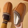 Winter Couple Home Thick Bottom Solid Color Warm And Fleece Anti Slip Cotton Slippers