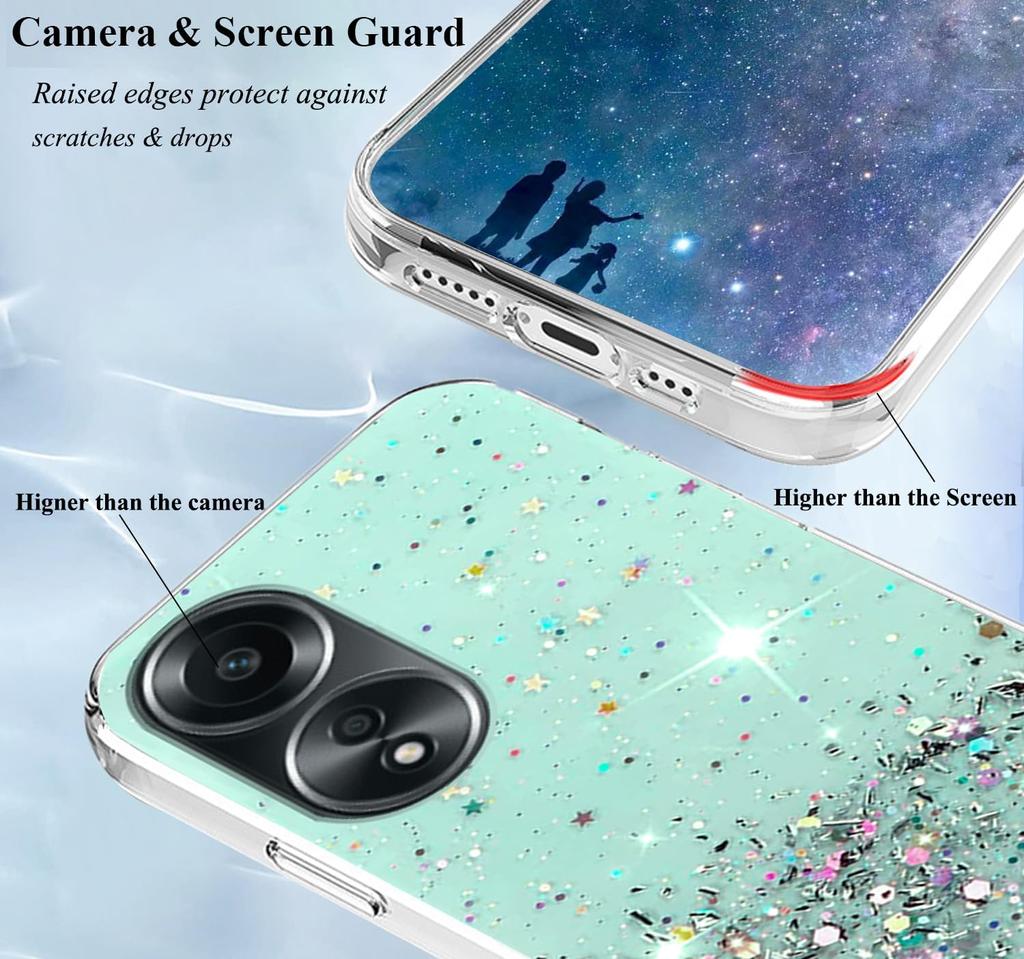 Чехол для OPPO A78 A58 A18 A38 A79 4G A98 A96 A76 A16 A15 A57 A77 5G Reno 10 Pro 8 7 Lite 6, прозрачный блестящий блестящий силиконовый мягкий тонкий чехол