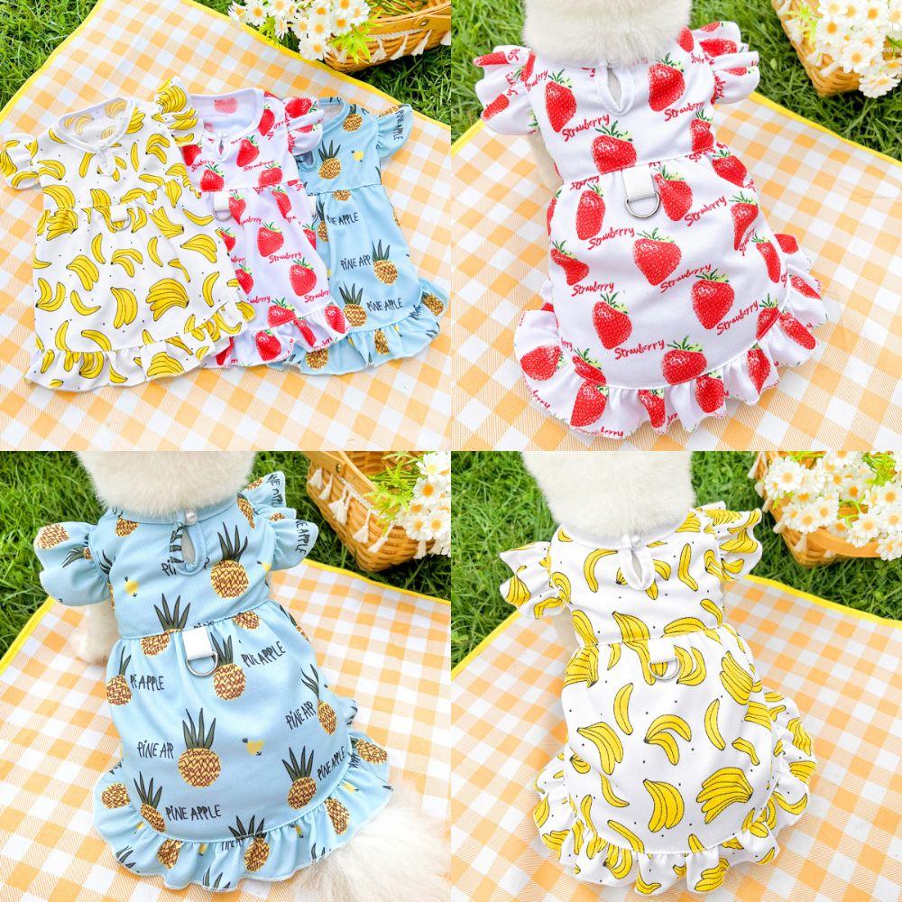 Платье для собаки с фруктовым узором, хлопковая юбка принцессы для кошки, очаровательная одежда для питомца, кошка, собака, щенок