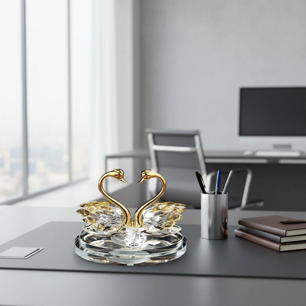- Украшенные кристаллами Фигурки Лебедей Изысканное Хрустальное Украшение для Дома Стеклянные Лебеди Салон Автомобиля