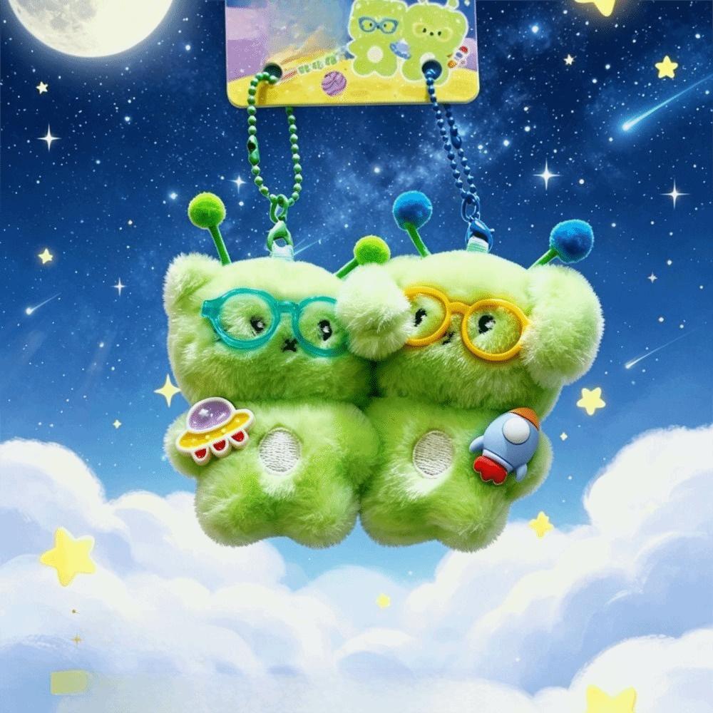 PP Cotton Filling Alien Kitten Plush Fluffy Plush Fabric Bag Charm Pendant Luggage Charm