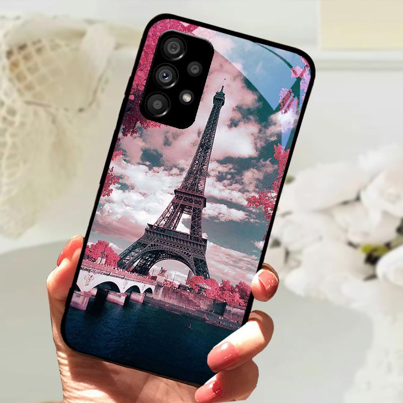 Стеклянный Чехол Для Samsung A13 A23 4G 5G Мультяшный Закаленный Стеклянный Чехол Для Телефона Для Galaxy A33 A53 A73 5G Жесткий ПК Стеклянный Защитный Чехол