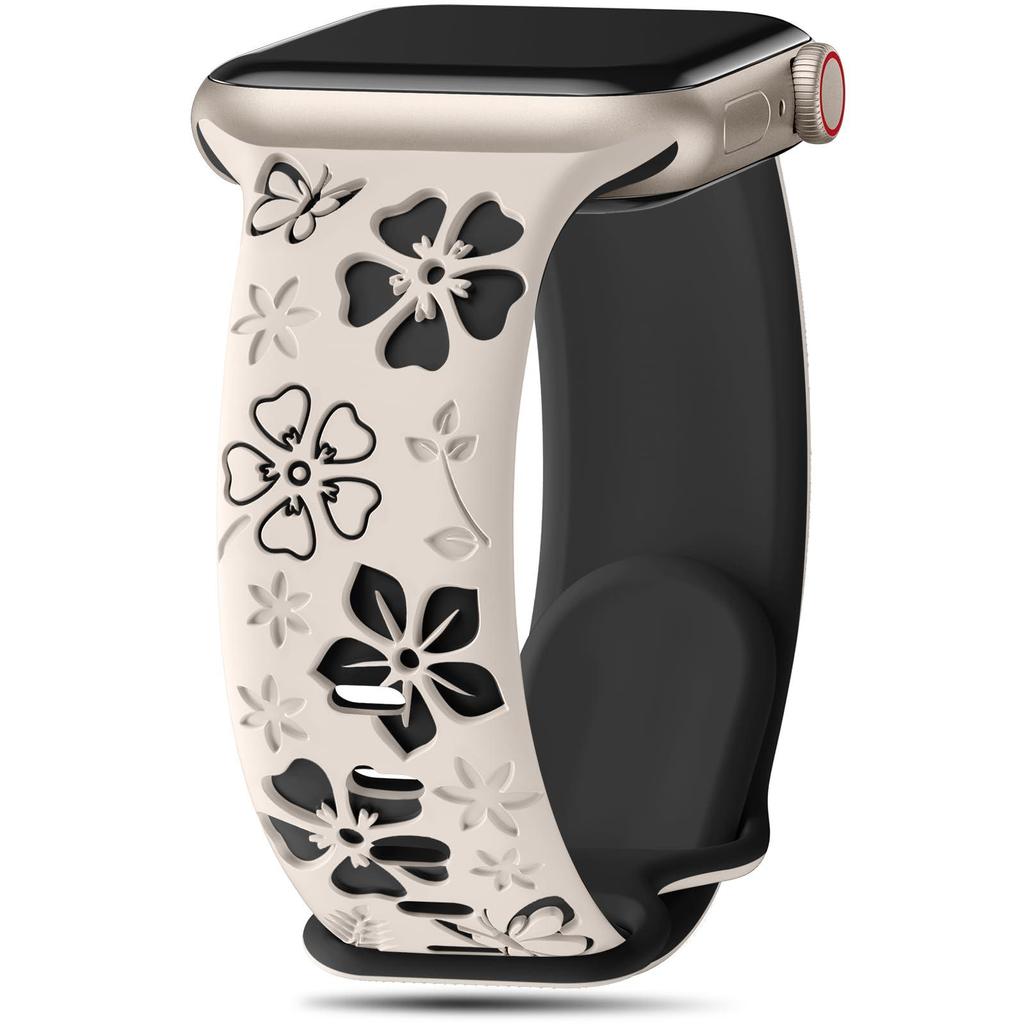 Floral Five-Petal Silicone Band for Apple Watch with 3D Laser Engraving