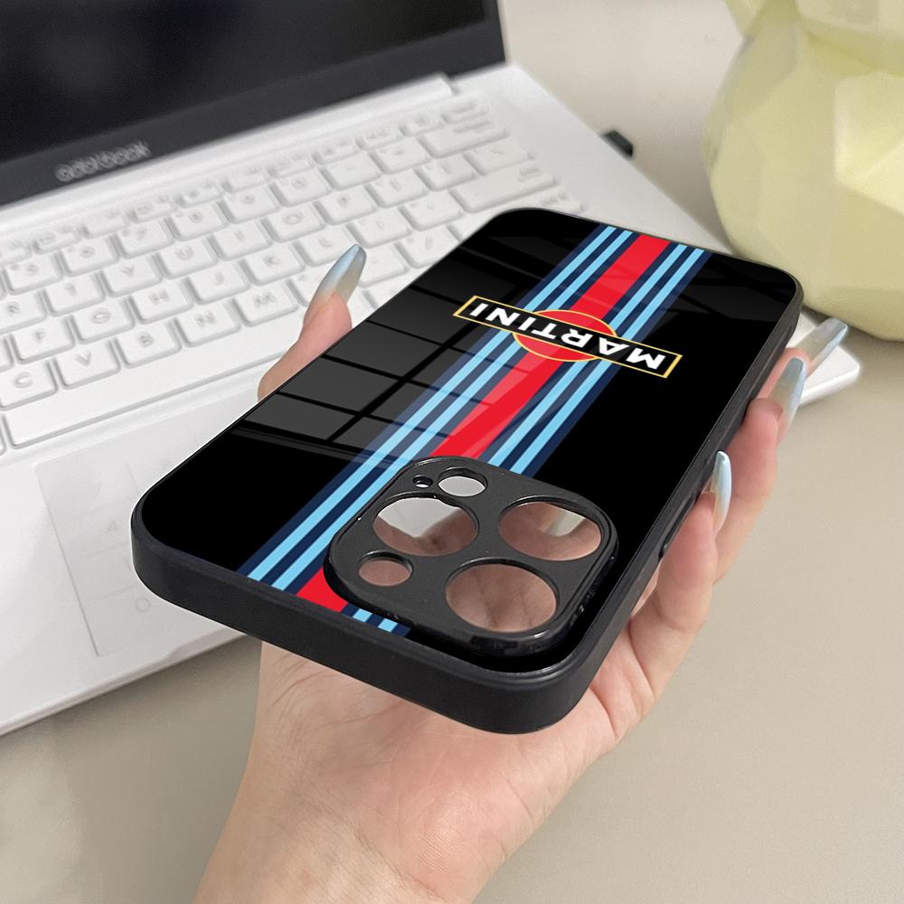 Чехол для телефона Martini Racing с горизонтальной полосой, стекло, для Samsung Galaxy S26 S25 S23 S24 S21 S22 S20 Ultra Fe Plus A16