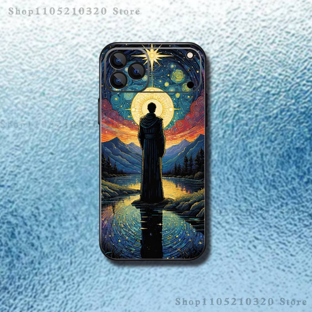 Starry Sky Art Trees  Phone Case For iPhone 17,16,15,14,13,12,11,Pro,Max,Plus,E,Air,Mini Protective Black Cover