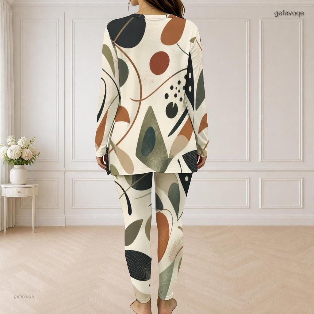 Women Plus Size Two Piece Set Half Zip Long Sleeve Plaid Printed Longline Top And Fitted Pants