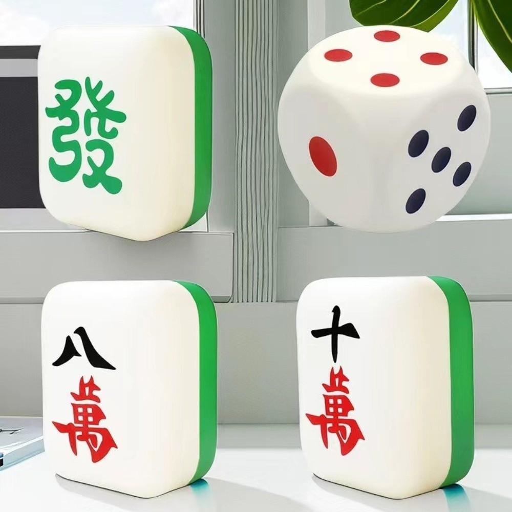 6-Sided Dice Stress Relief Toy PU Mahjong Shape Toy Funny Slow Rising Squeeze Toy for Collection