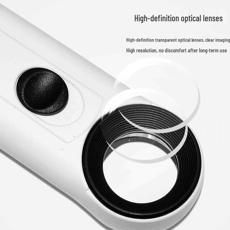 40x HD Handheld Magnifying Glass with LED Light for Antiques, IC Chips, Jewelry, Jade
