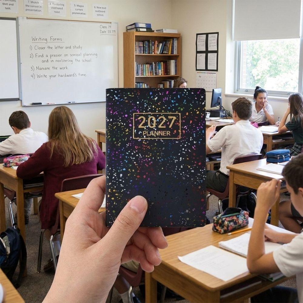 64 Sheets 2027 Agenda Book Leather Cover Pocket Planner Diary Book English Plan Book Personal Time