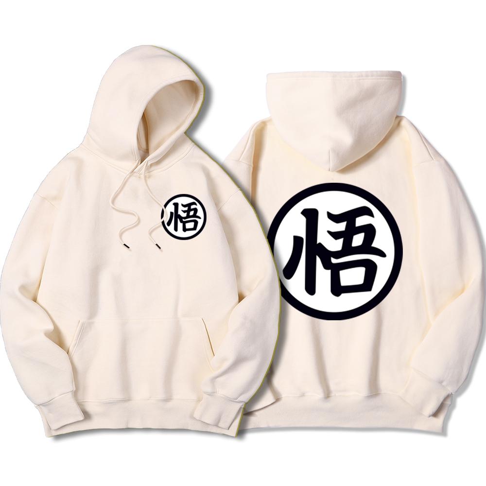 Японский аниме Db персонажи Wu Print Streetwear Мужская повседневная толстовка с капюшоном большого размера с круглым вырезом Модный пуловер Свободный карман Уличная мужская толстовка с капюшоном