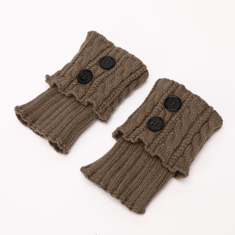 Вязаные шерстяные носки с пуговицами, жареные в тесте, теплые осенью и зимой, короткие защитные наколенники для ног, женские теплые накладки на ноги
