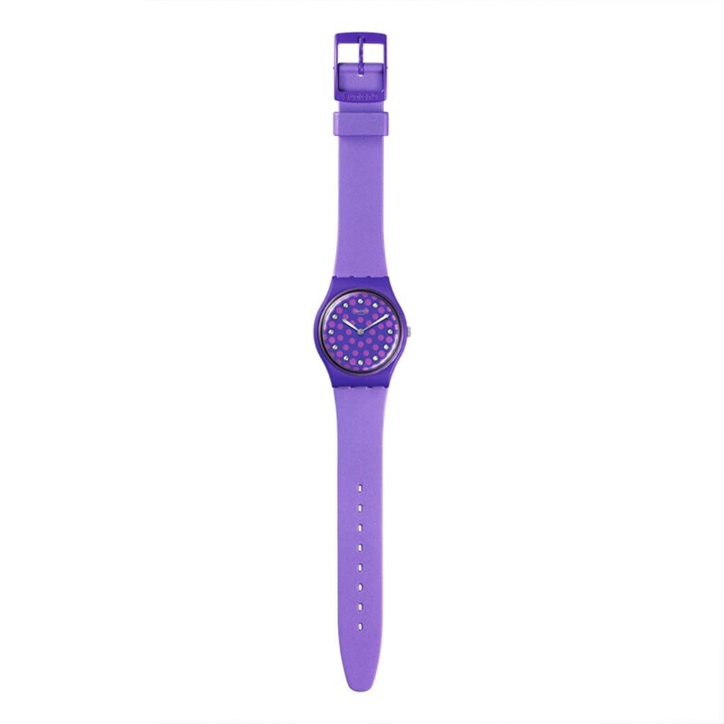 Swatch Серия Gent Кварцевый механизм В горошек Экологичные Модные часы Унисекс-часы Фиолетовые SO31V100