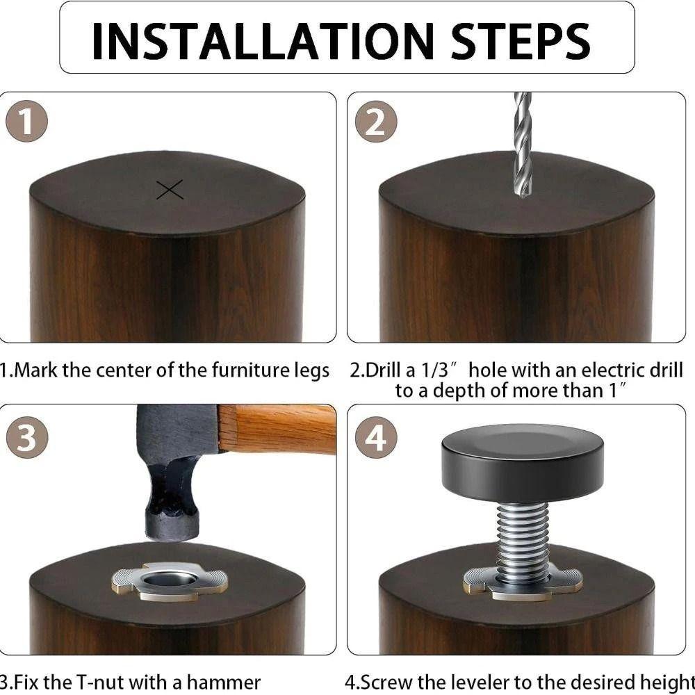 8PCS Adjustable Furniture Leveling Feet Furniture Levelers Leg Levelers Gifts Glide Leveler