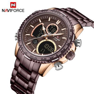 NAVIFORCE 9182 Часы Мужские Наручные Двойной Дисплей Хронограф Часы Повседневные Деловой Мужские Кварцевые Цифровые Часы