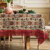 Tassels Tablecloth For Dining Table Rectangular Square Print Coffee Table Cover Party Events Decor American -Style