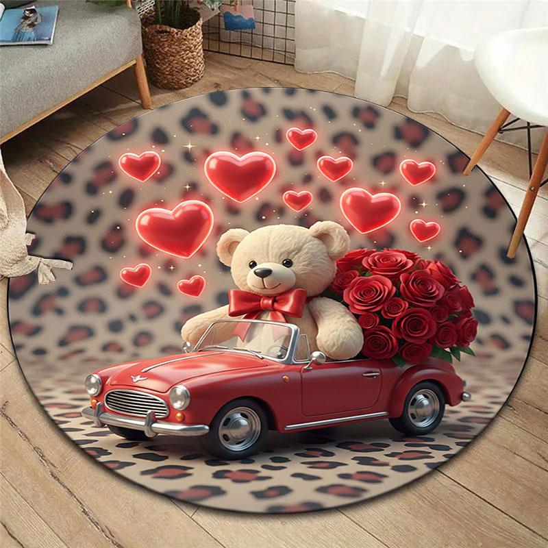 Carrosedog Round Area Rug,Carpet Rug for Living Room Bedroom Sofa Playroom Decor,Non-slip Floor Mat