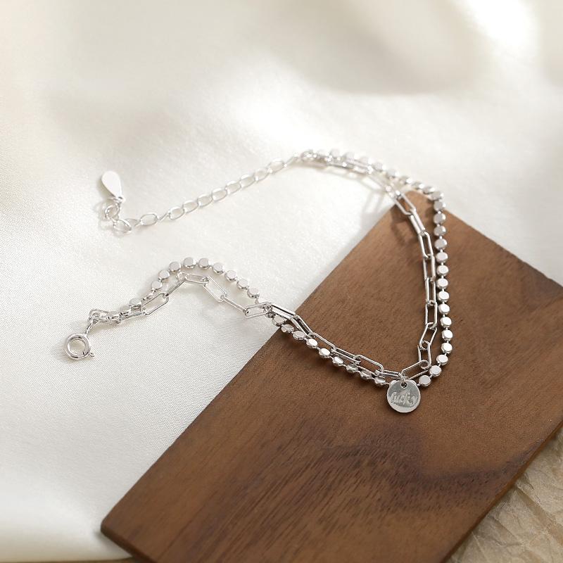 ANENJERY Серебряный цвет двухслойная круглая цепочка с подвеской в виде карты, регулируемый браслет для женщин и мужчин, простые ювелирные изделия, подарки на каждый день