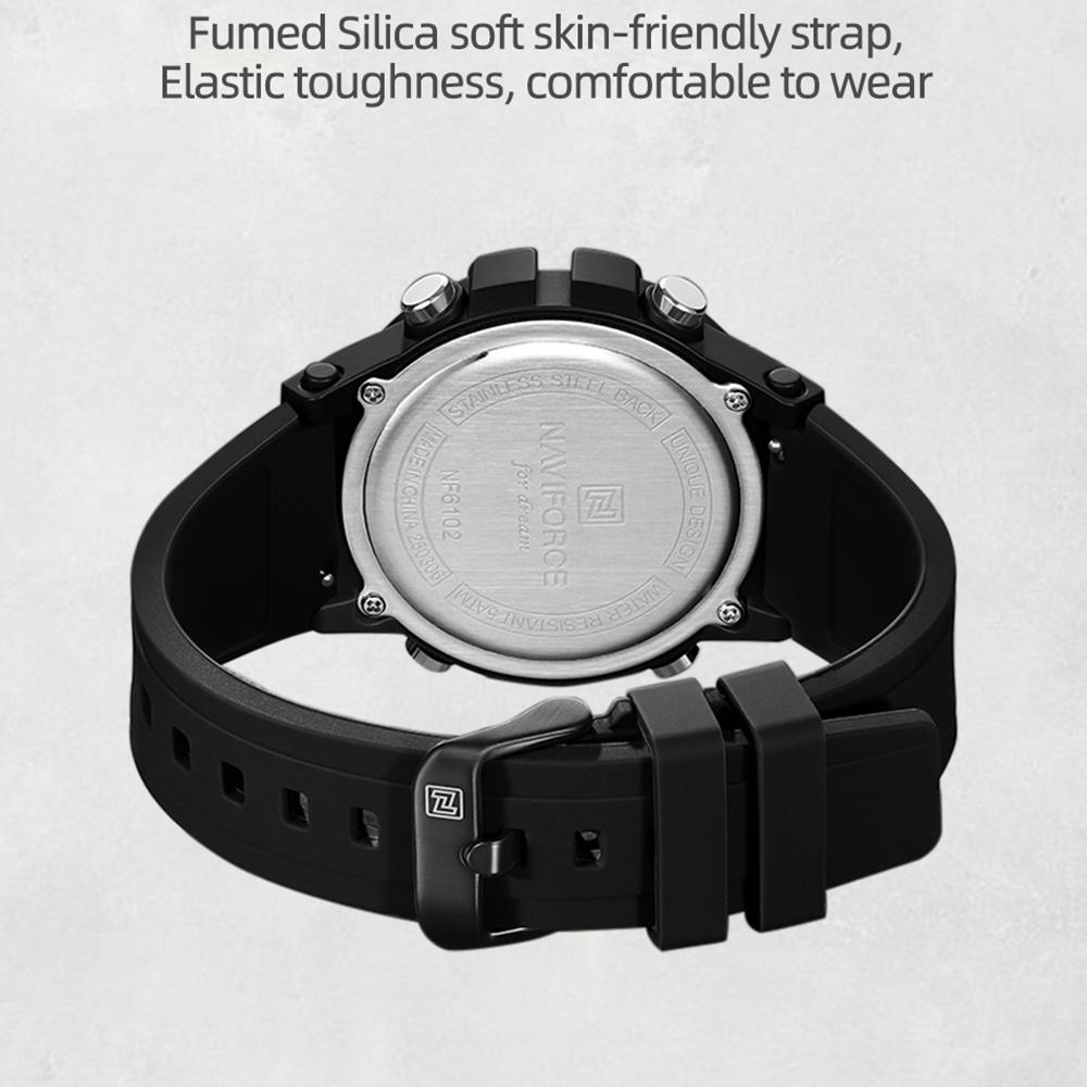 Naviforce Спортивные цифровые часы для мужчин и мальчиков, хронограф, календарь, дата, будильник, водонепроницаемость 50 м, ночной узор, мужские повседневные часы NF6102