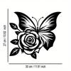 1 Iron Butterfly Rose Metal Wall Art, Elegant Abstract Design, Versatile Wall Decor With A Detachable Craft Logo