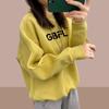 Women's 2024 Cotton Crew Neck Sweatshirt: Thin, Fleece-Lined Loose Pullover for Spring and Autumn.