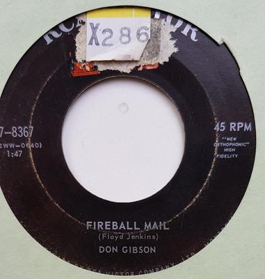 7-дюймовая пластинка ДОН ГИБСОН - Fireball Mail / Oh Such A Stranger 478367 RCA Canada Джаз Б/У