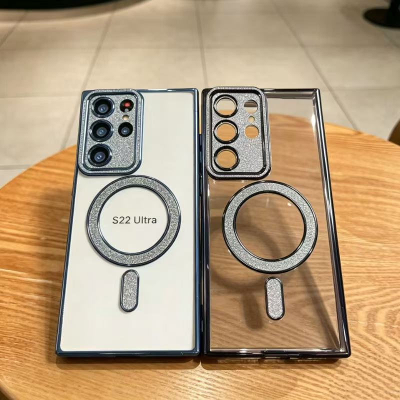 Применимо к чехлу для мобильного телефона Samsung S25ULTRA Флэш-алмаз Магнитный прозрачный гальванический чехол для телефона Galaxy S26