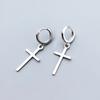 (1 Pair) P0863W S925 Silver Edge Cross One-touch Ring Piercing