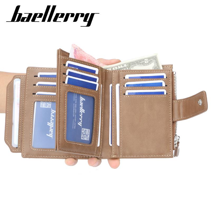 Baellerry Мужской Модный Повседневный Короткий Кошелек на Молнии Кошелек для Монет Многофункциональный PU Кожаный Кошелек Слоты для Многих Карт Портмоне Мужской Подарок