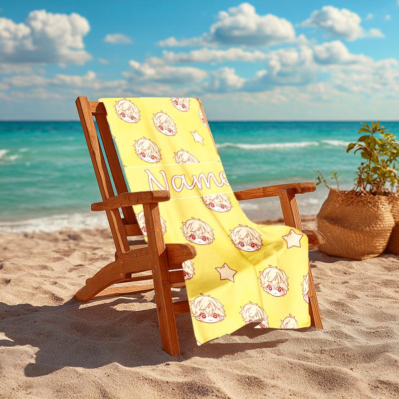 Personalized customized proof beach towel with Tsukasa Tenma pattern - soft, absorbent,quick-drying,perfect swimming,camping&bathing