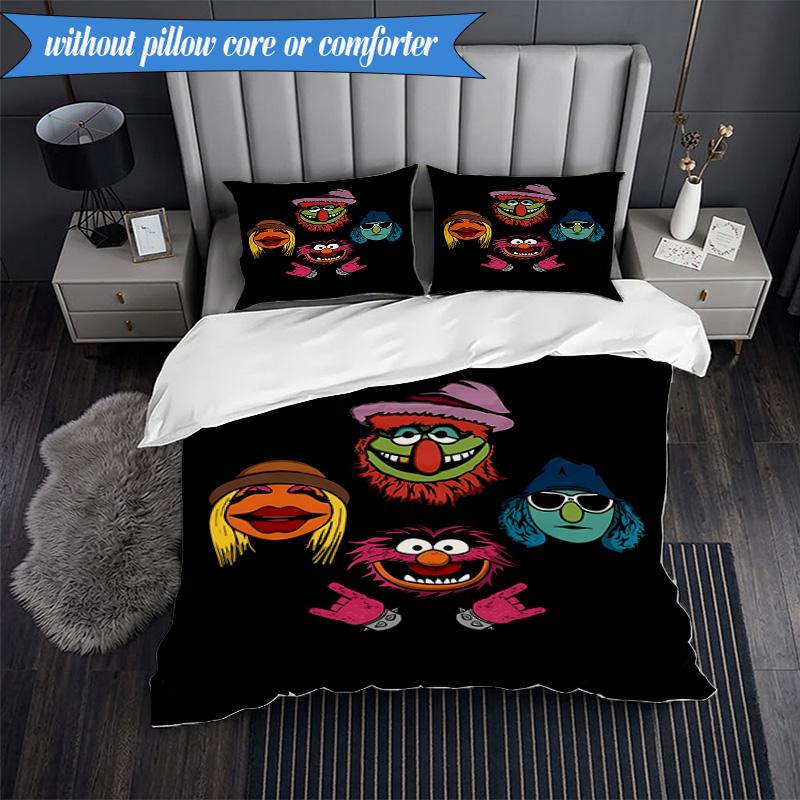 3PCS Muppet Rock Stars Bedding Set 2D Printing (Includes 1 Duvet Cover + 2 Pillowcases Coreless), Bedroom decor,Fan gift