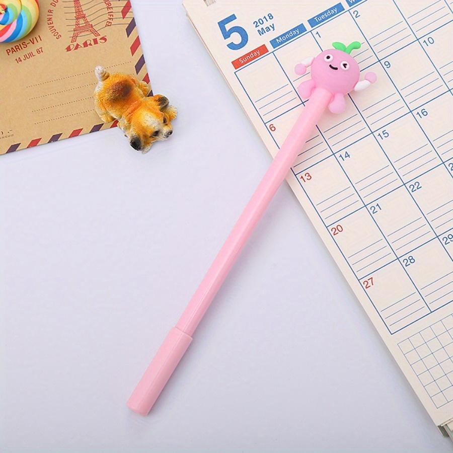 10pcs 0.5mm Cute Fruit Peach, Avocado Shaped Gel Pen Creative Silicone Head Stationery Silicone Head Gel Pen Signature Pen